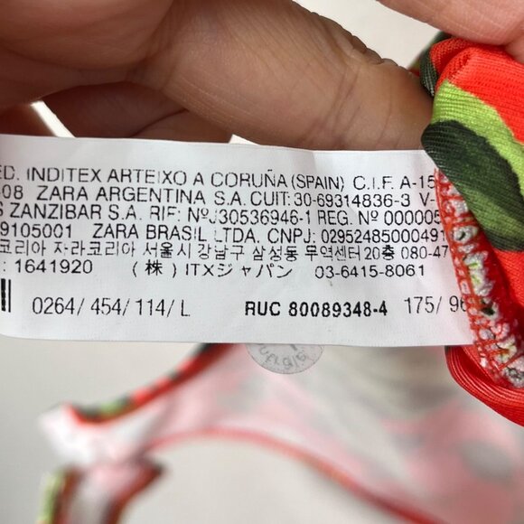 Zara Floral Red Rose Draped Bodysuit ruched boho sz L - Picture 8 of 10